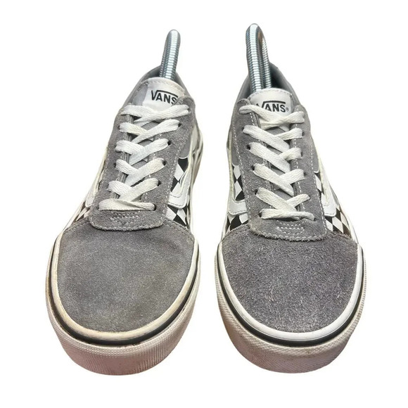 Vans White Filmore Decon Checkerboard Flames Suede Sneaker - Youth 5 / Women 6.5 - Picture 5 of 10